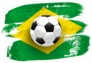 Soccer Ball on Brush Stroke Brazil Flag Sticker