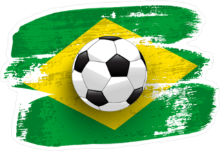 Soccer Ball on Brush Stroke Brazil Flag Sticker