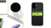 Soccer Banner Sticker on a Phone (New) example