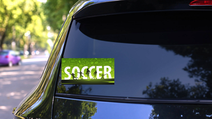 Soccer Banner Sticker on a Rear Car Window (New) example