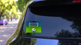 Soccer Goal on Green Field Sticker on a Rear Car Window (New) example