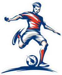 Soccer Player Kicking Ball Vector Art Sticker