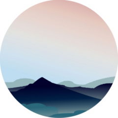 Soft Mountain Landscape In Circle Sticker