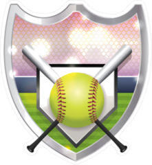 Softball, Base, and Bats Shield Sticker