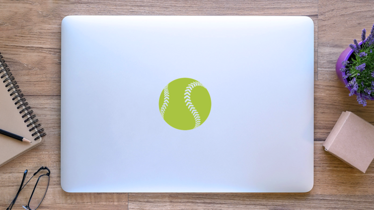 Softball Baseball Icon Sticker on a Laptop (New) example