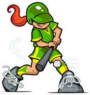 Softball Batter Swinging At The Ball Sticker
