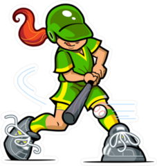 Softball Batter Swinging At The Ball Sticker