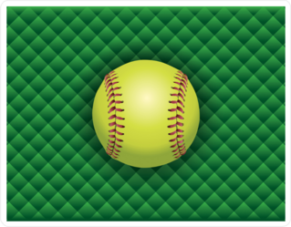 Softball On A Green Checkered Background Sticker