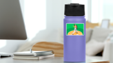 Softball Player On Baseball Field Sticker on a Water Bottle (New) example