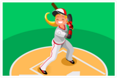 Softball Player On Baseball Field Sticker