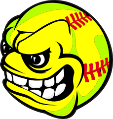 Softball With Angry Face Sticker