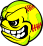 Softball With Angry Face Sticker