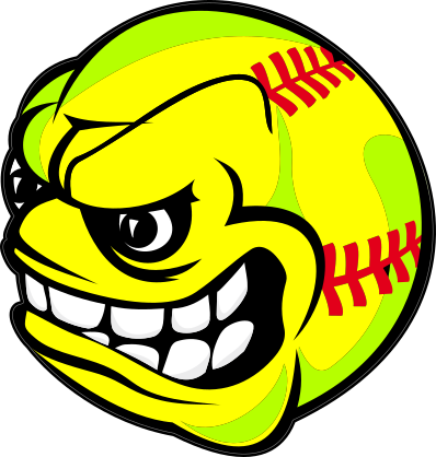 Softball With Angry Face Sticker