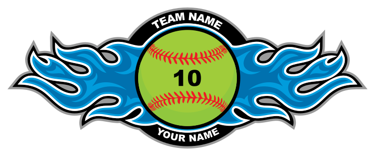 Softball with Flames Magnet
