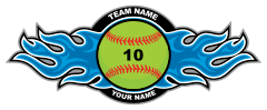 Softball with Flames Sticker