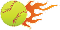 Softball With Short Flames Sticker