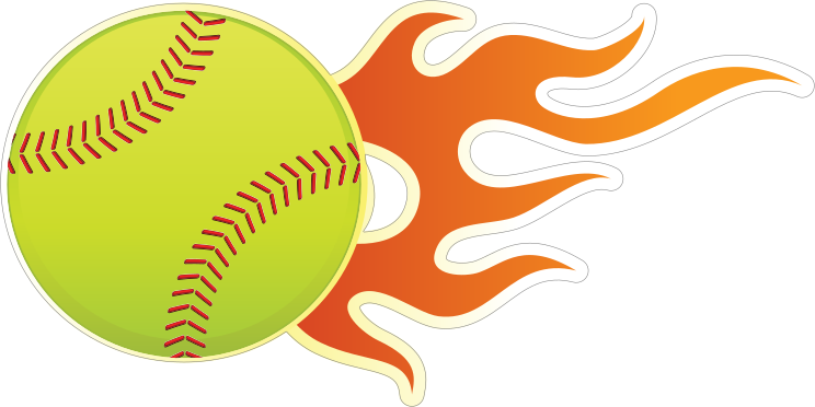 Softball With Short Flames Sticker