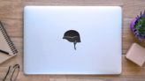 Soldier Helmet Icon Sticker on a Laptop (New) example