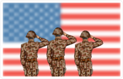 Soldiers Saluting US Flag Sticker