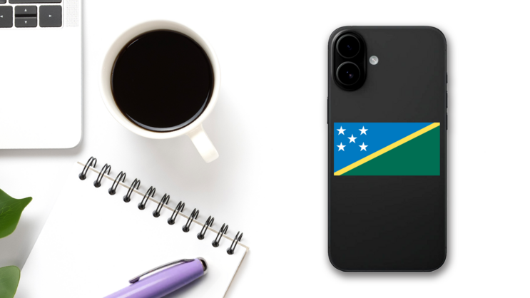 Solomon Islands Flag Sticker on a Phone (New) example