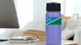 Solomon Islands Flag Sticker on a Water Bottle (New) example