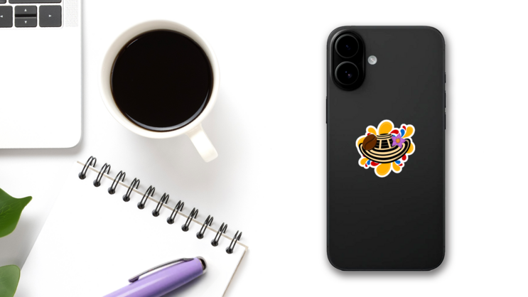 Sombrero Vueltiao With Coffee Bean Colombia Sticker on a Phone (New) example
