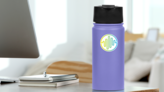 Sound Wave Logo Circle Sticker on a Water Bottle (New) example