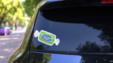 Sour Apple Candy Sticker on a Rear Car Window (New) example