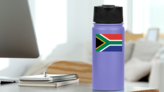 South Africa Flag Sticker on a Water Bottle (New) example