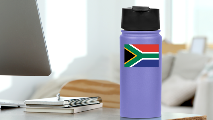 South Africa Flag Sticker on a Water Bottle (New) example