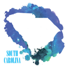 South Carolina. Blue Spray Watercolor Paint Sticker