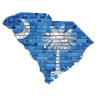 South Carolina Map On A Brick Wall Illustration Sticker