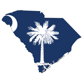 South Carolina Map With The Flag And Tree Inside Sticker