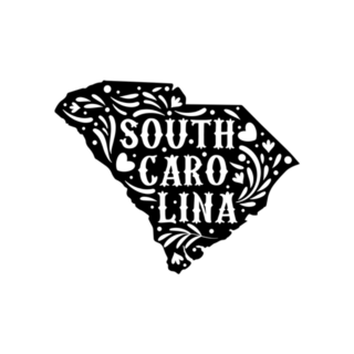 South Carolina State Map With Doodle Decorative Ornaments Sticker