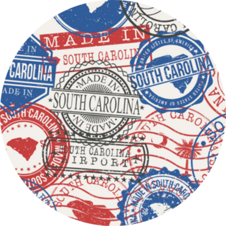 South Carolina, Usa Set Of Stamps Sticker