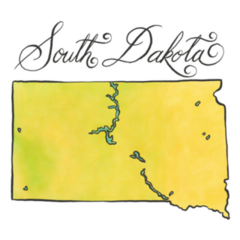 South Dakota Map Illustration Cursive Lettering Sticker