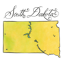 South Dakota Map Illustration Cursive Lettering Sticker