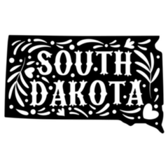South Dakota Map With Doodle Decorative Ornaments Sticker