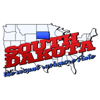 South Dakota Map With Lettering. Touristic Greeting Card Sticker