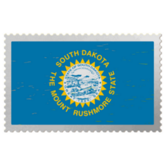 South Dakota Usa Flag On Old Postage Stamp Sticker