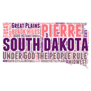 South Dakota Usa State Map Made Of Words Sticker