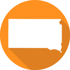 South Dakota White Map On Orange Sticker