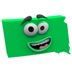 South Dakota With Cartoon Eyes And Mouth Sticker