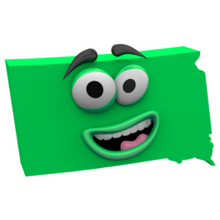 South Dakota With Cartoon Eyes And Mouth Sticker