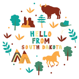 South Dakota With State Symbols Sticker