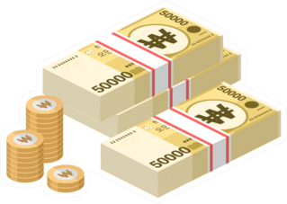 South Koreon Won Illustration Sticker