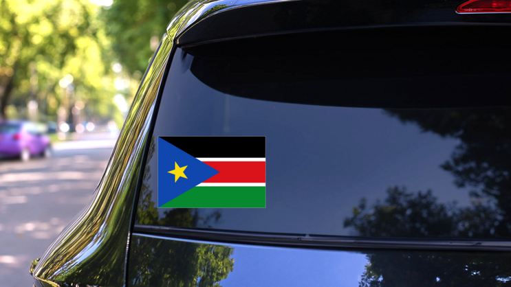 South Sudan Flag Sticker on a Rear Car Window (New) example