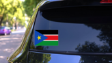 South Sudan Flag Sticker on a Rear Car Window (New) example