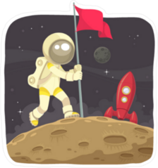 Space Adventurer Claiming the Moon Sticker