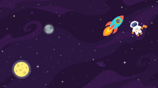 Space Background With Rocket And Astronaut Sticker
